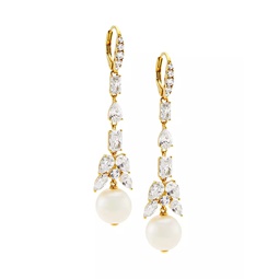 Versailles 18K Gold-Plated, Cubic Zirconia & Freshwater Pearl Linear Drop Earrings