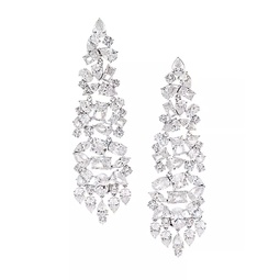 Ear Candy Rhodium-Plated & Cubic Zirconia Cluster Drop Earrings