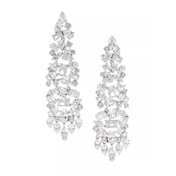 Ear Candy Rhodium-Plated & Cubic Zirconia Cluster Drop Earrings