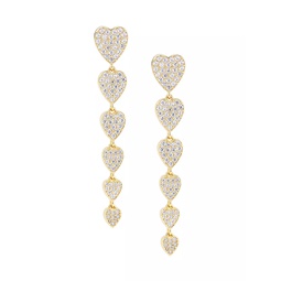 Real Love 18K-Gold-Plated & Cubic Zirconia Heart Drop Earrings