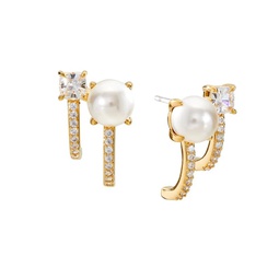 Emilia 18K Goldplated, 6MM Faux Pearl & Cubic Zirconia Drop Earrings