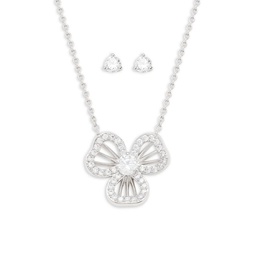 Bella 2-Piece White Rhodium Plated & Cubic Zirconia Earrings & Necklace Set