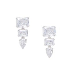 Stunner Rhodium Plated & Cubic Zirconia Drop Earrings