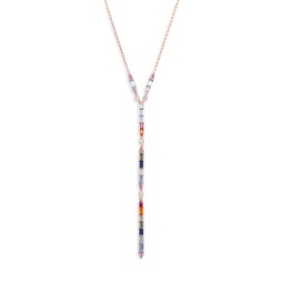 Rose Goldplated, Nano Crystal & Cubic Zirconia Prism Lariat Necklace