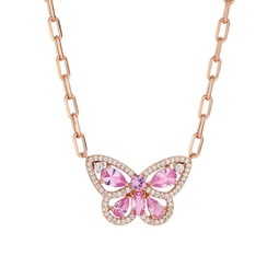 Vanessa Rose Goldplated, Cubic Zirconia & Faux Corundum Butterfly Pendant Necklace