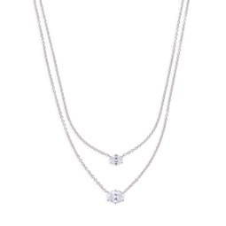 Nolita Double Oval Rhodium Plated & Cubic Zirconia Layered Necklace