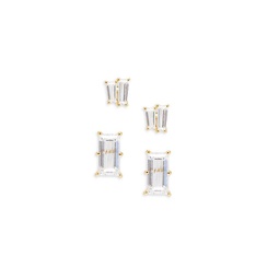 Chateau Set of 2 18K Goldplated & Cubic Zirconia Stud Earrings