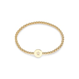Adore 18K Goldplated & Cubic Zirconia Star Disc Beaded Bracelet