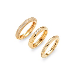 3-Piece 18K Goldplated & Cubic Zirconia Ring Set