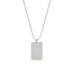Pave The Way Rhodium Plated & Cubic Zirconia Tag Pendant Necklace