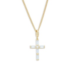 18K Goldplated Sterling Silver & Cubic Zirconia Cross Necklace