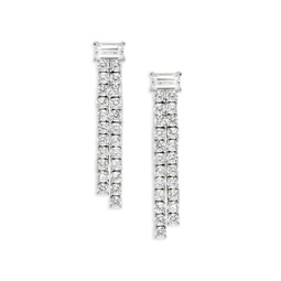 Chateau Rhodium Plated & Cubic Zirconia Fringe Linear Earrings