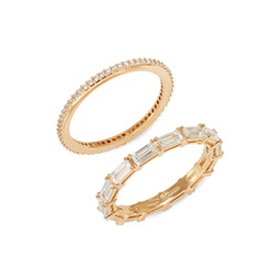 Set of 2 18K Goldplated & Cubic Zirconia Ring Set