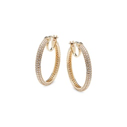 18K Goldplated & Cubic Zirconia Hoop Earrings