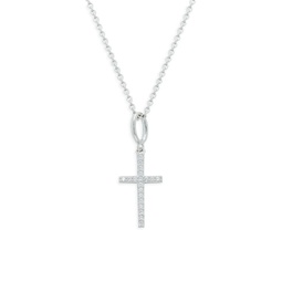 Elevate Rhodium Plated Sterling & Cubic Zirconia Cross Pendant Necklace