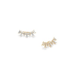 Chateau Baguette 18K Goldplated & Cubic Zirconia Climber Earrings