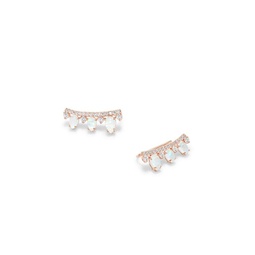 Vanessa Rose Goldtone, Cubic Zirconia & Clear Quartz Opal Climber Earrings