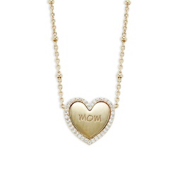 Mom 18K Goldplated & Cubic Zirconia Heart Necklace