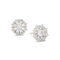 Rhodium Plated Sterling Silver & Cubic Zirconia Snowflake Stud Earrings