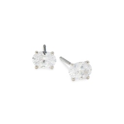 Rhodium Plated & Cubic Zirconia Stud Earrings