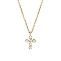 18K Goldplated & Cubic Zirconia Cross Pendant Necklace