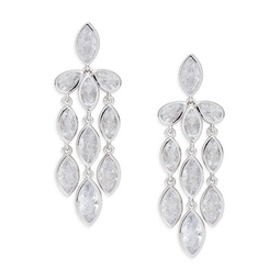 Small Rhodium Plated & Cubic Zirconia Chandelier Earrings