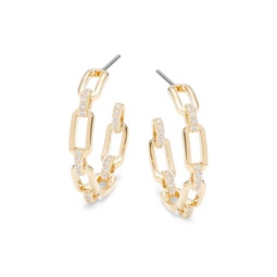 Lucca Goldplated & Cubic Zirconia Chain Hoop Earrings