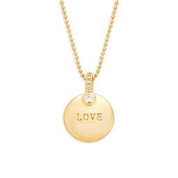 Adore 18K Goldplated & Cubic Zirconia Love Charm Necklace