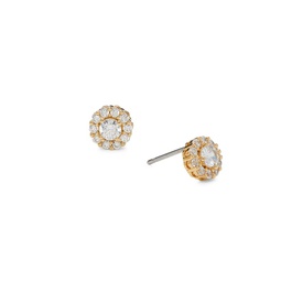 18K Goldplated, Diamond & Cubic Zirconia Stud Earrings