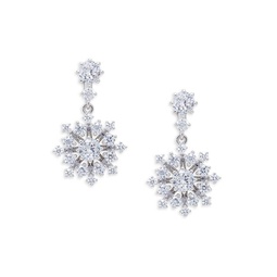 Rhodium Plated & Cubic Zirconia Snowflake Drop Earrings