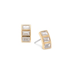 Empire 18K Goldplated & Cubic Zirconia Triple Baguette Earrings