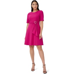 Adrianna Papell Stretch Crepe Tie Front Dress with High-Low Hem