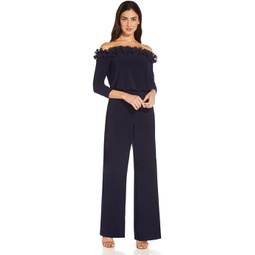 Womens Adrianna Papell Off-the-Shoulder Ruffle Jumpsuit