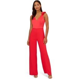 Adrianna Papell Ruffle Shoulder Stretch Crepe Jumpsuit