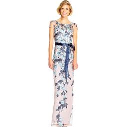 Womens Adrianna Papell Cascading Floral Column Gown