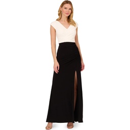 Womens Adrianna Papell Pleated Layered Gown