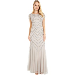 Womens Adrianna Papell Beaded Covered Gown
