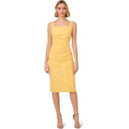 Adrianna Papell Hibiscus Jacquard Tucked Dress