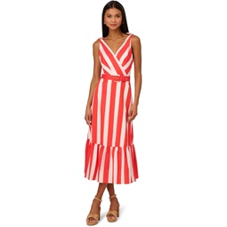 Womens Adrianna Papell Striped Midi Dress