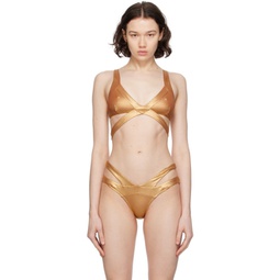 Gold Mazzy Bikini Top 241281F105007