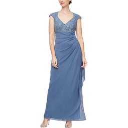 Alex Evenings Empire Waist Dress with Corded Lace Bodice