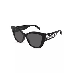 McQueen Graffiti 54MM Cat Eye Sunglasses