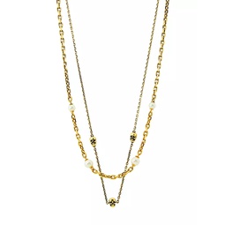 Skull & Faux Pearl Goldtone Necklace