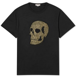 Alexander McQueen Gold Skull Print T-Shirt Black & Gold