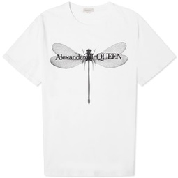 Alexander McQueen Dragonfly Print T-Shirt White & Black