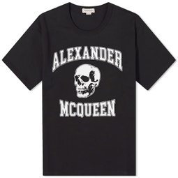 Alexander McQueen Varsity Skull Logo T-Shirt Black & White