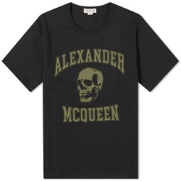 Alexander McQueen Varsity Skull Logo T-Shirt Black & Khaki