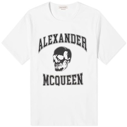 Alexander McQueen Varsity Skull Logo T-Shirt White & Black