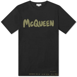 Alexander McQueen Graffiti Logo T-Shirt Black & Khaki