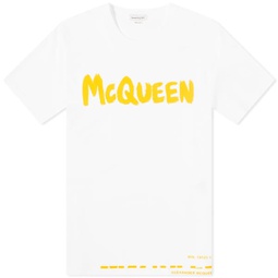 Alexander McQueen Graffiti Logo T-Shirt White & Yellow